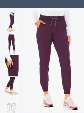 Medcouture jogger scrub wine M